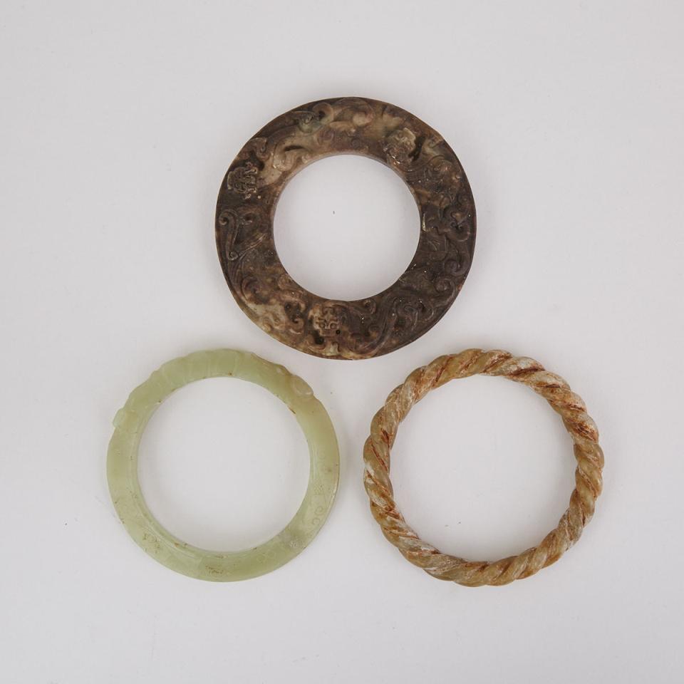 Three Archaic-Style Jade Bangles