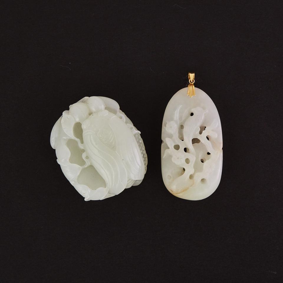 Two Pieces of Celadon White Jade
