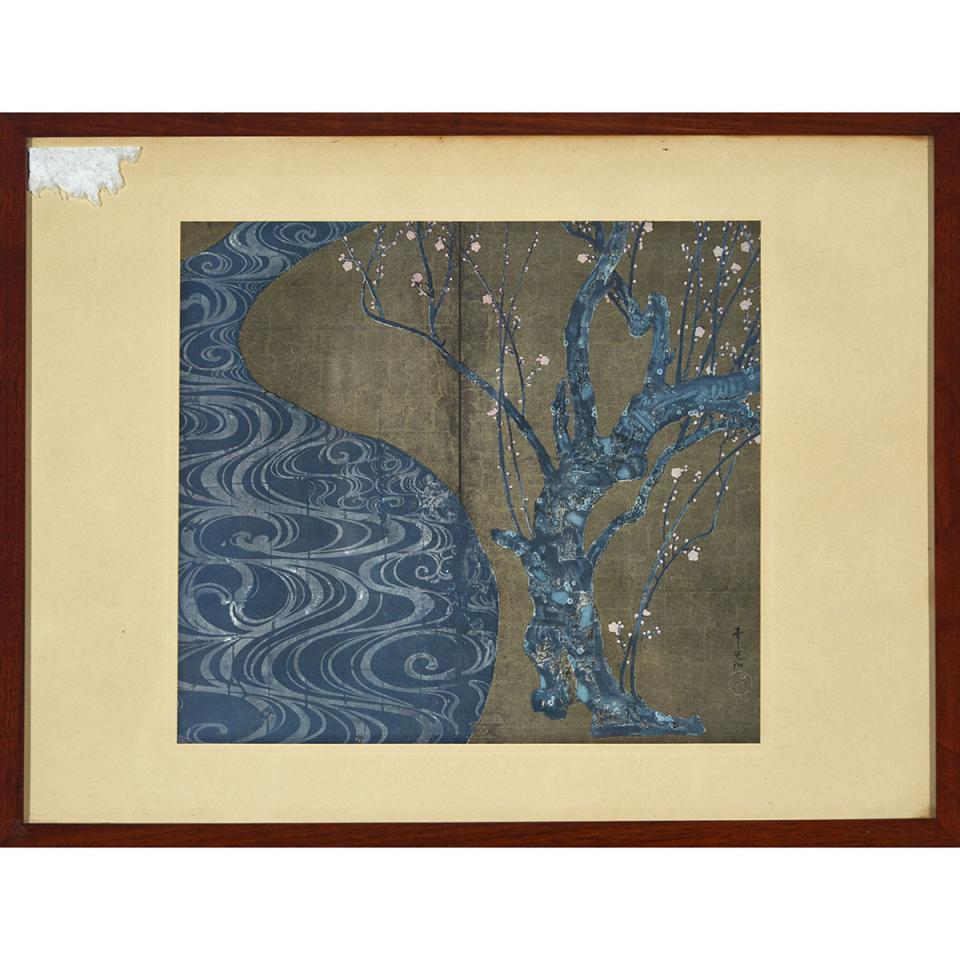 Sotatsu Tawaraya (active circa 1600-40) and Ogata Korin (1658-1716), A Pair of Framed Japanese Screen Prints
