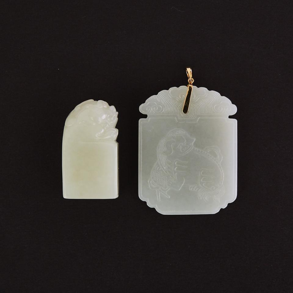 Two Pieces of Celadon Jade