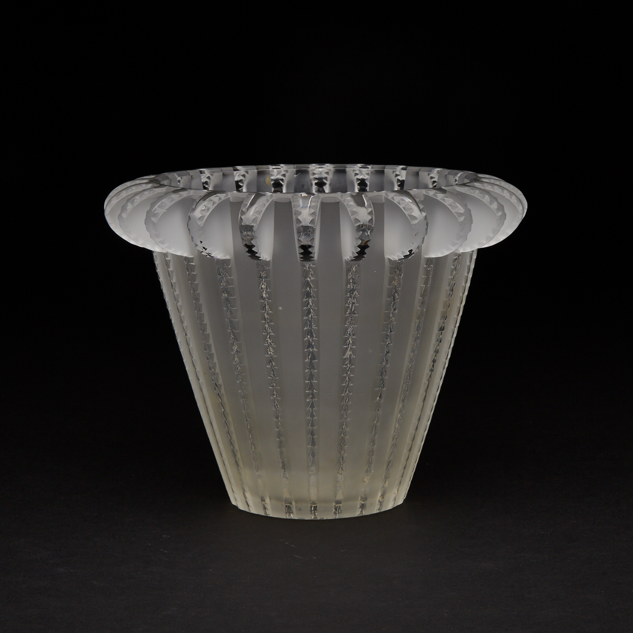 ‘Royat’, Lalique Moulded and Frosted Glass Vase, post-1945