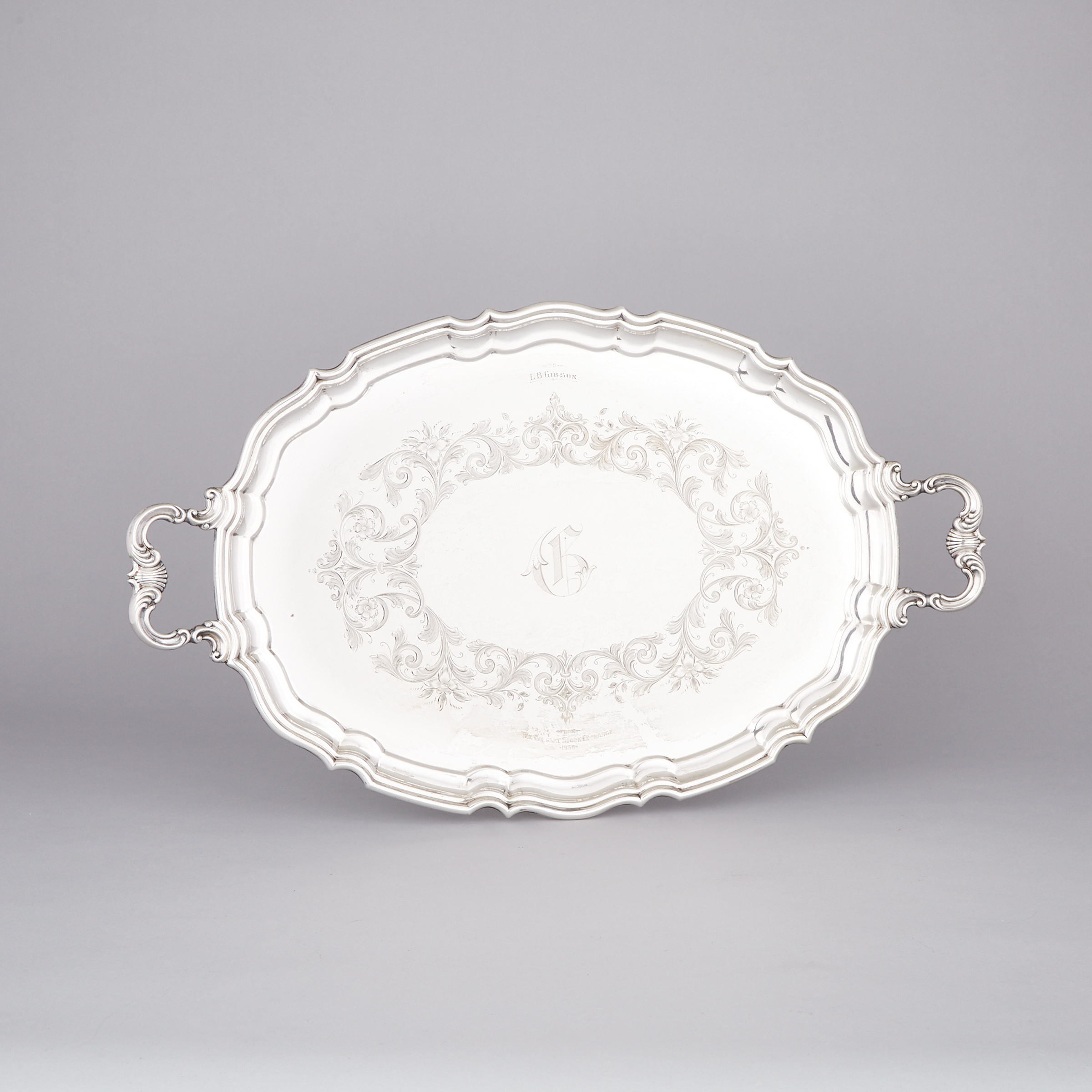 Canadian Silver Two-Handled Serving Tray, Henry Birks & Sons, Montreal, Que., 1955