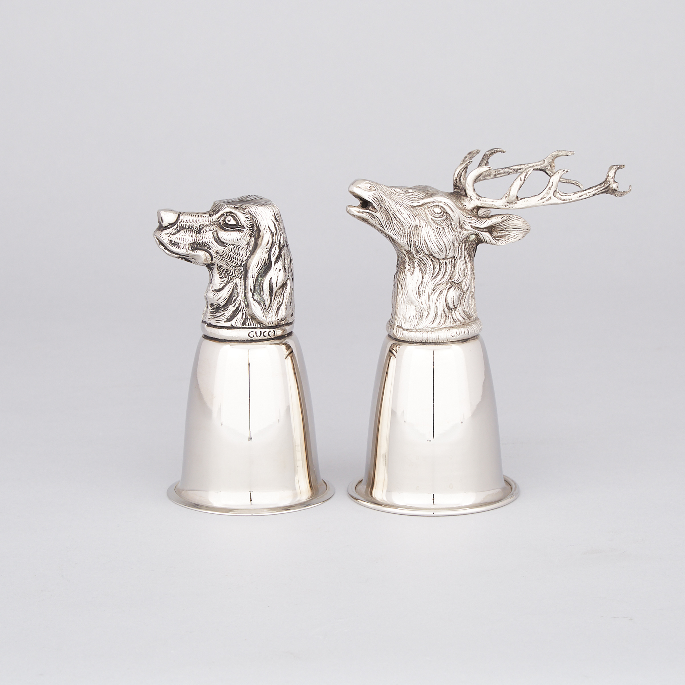 Pair of Gucci Silver Plated Stirrup Cups, 20th century