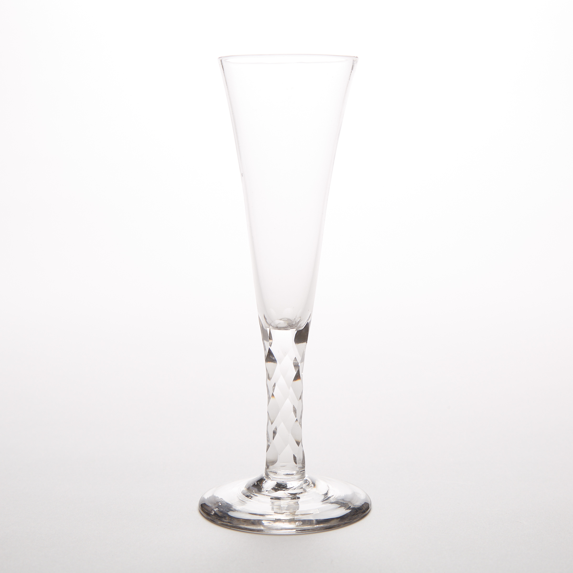 English Faceted Stemmed Flute Wine Glass, late 18th century