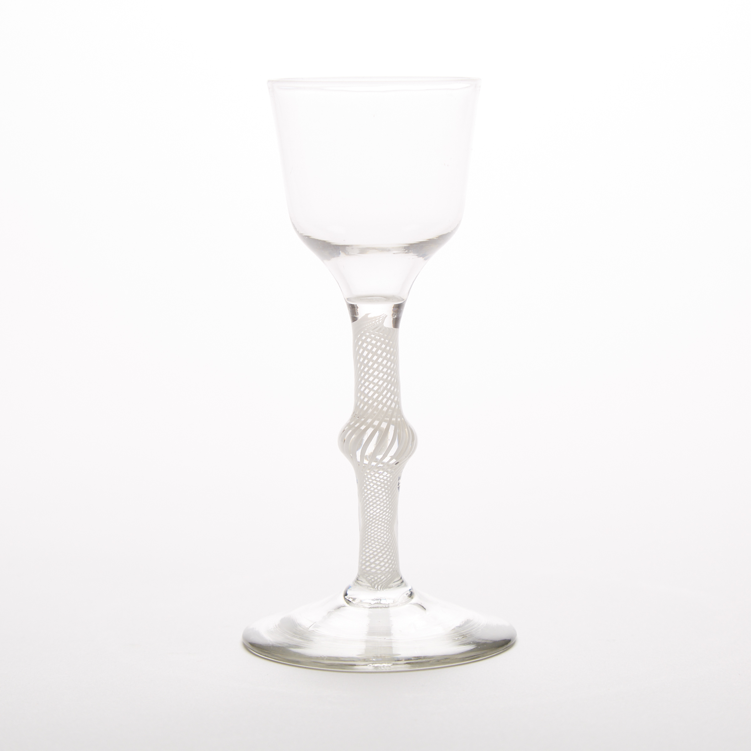 English Knopped Opaque Twist Stemmed Wine Glass, c.1760