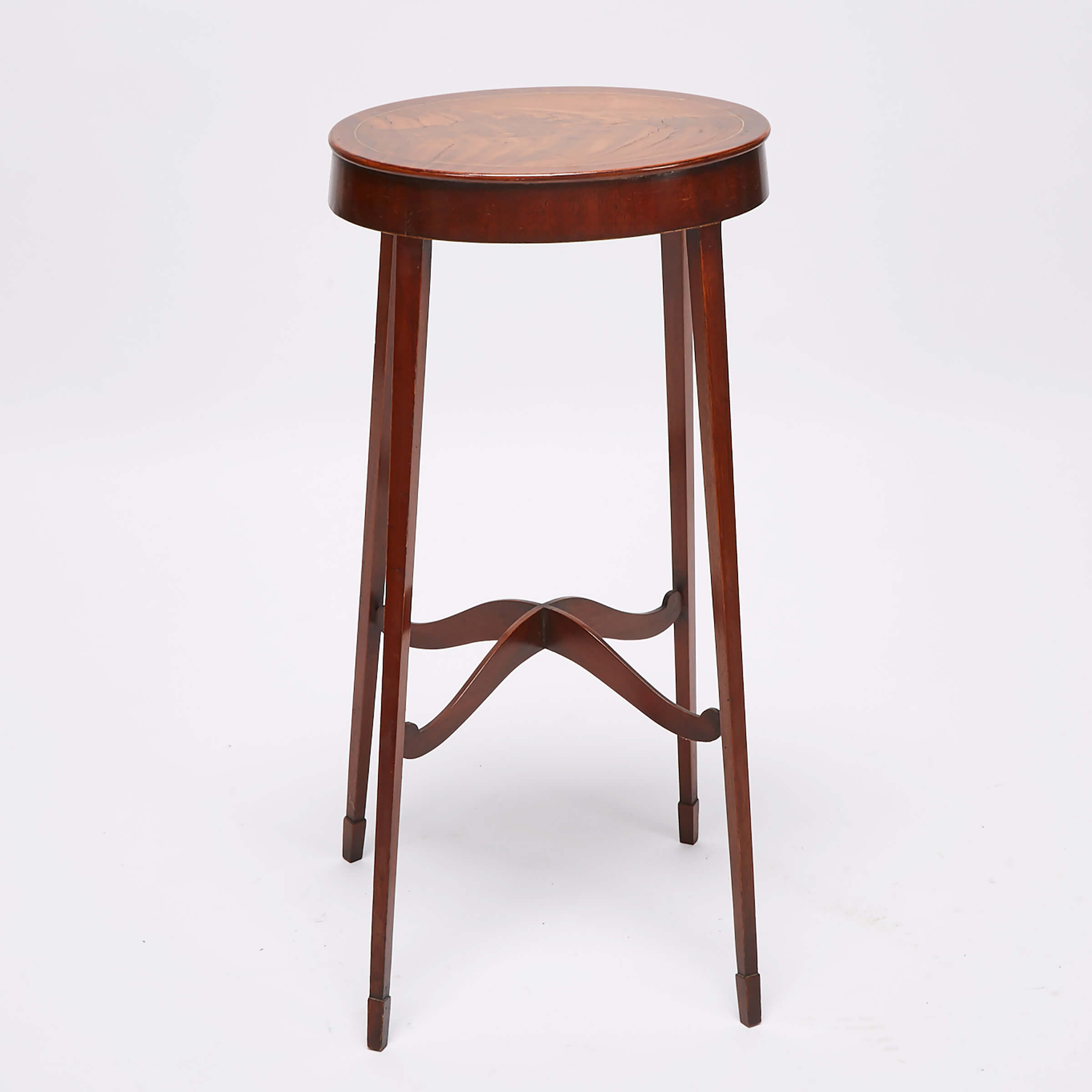Regency Satinwood Strung Mahogany Oval Candle Stand, early 19th century