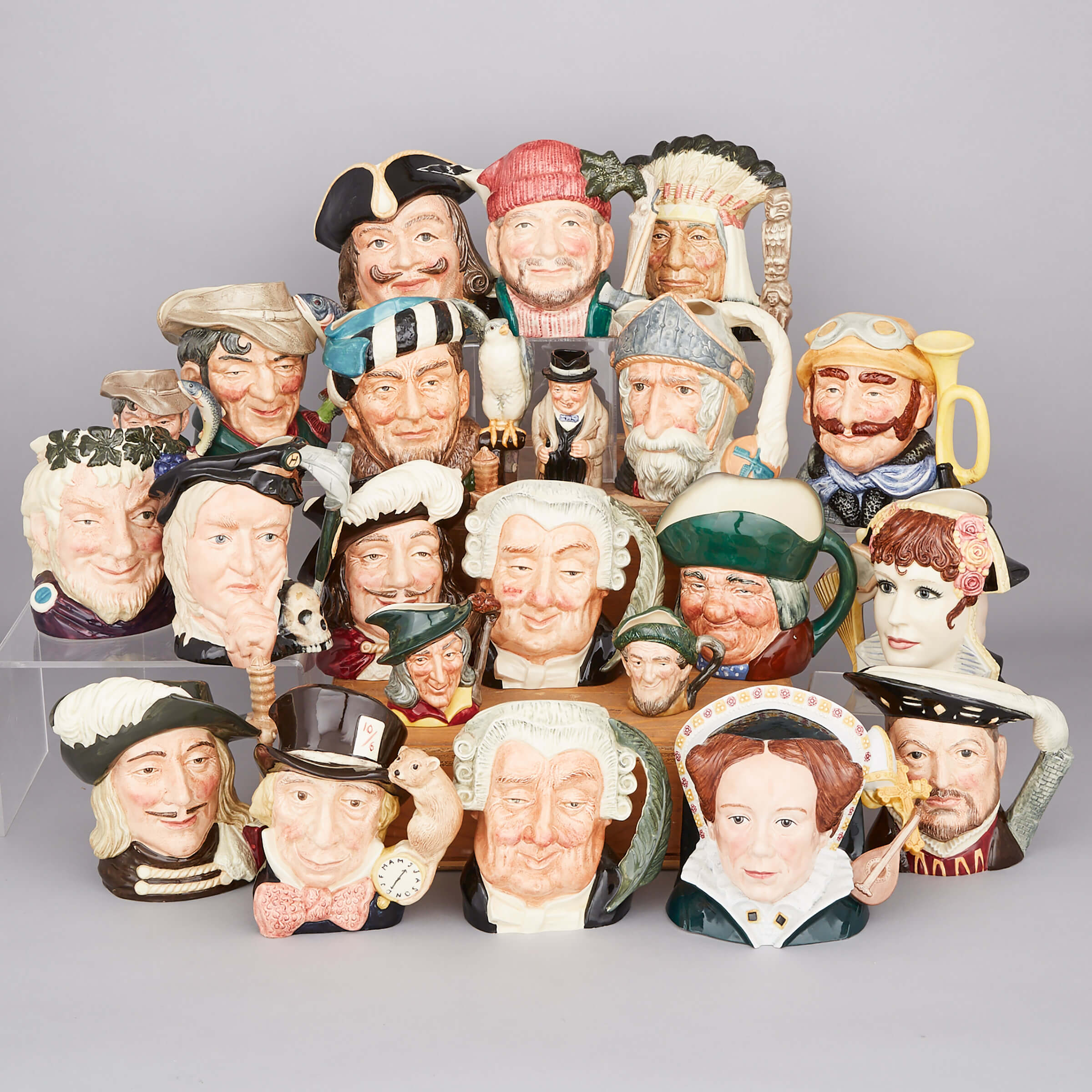 Twenty-Two Royal Doulton Character Mugs and Jugs, 20th century