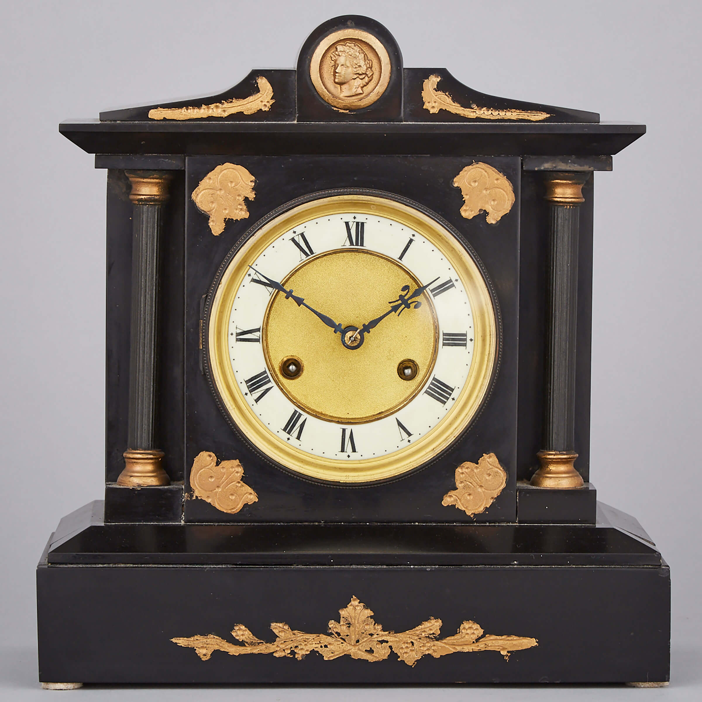 Black Marble Mantel Clock, c.1900
