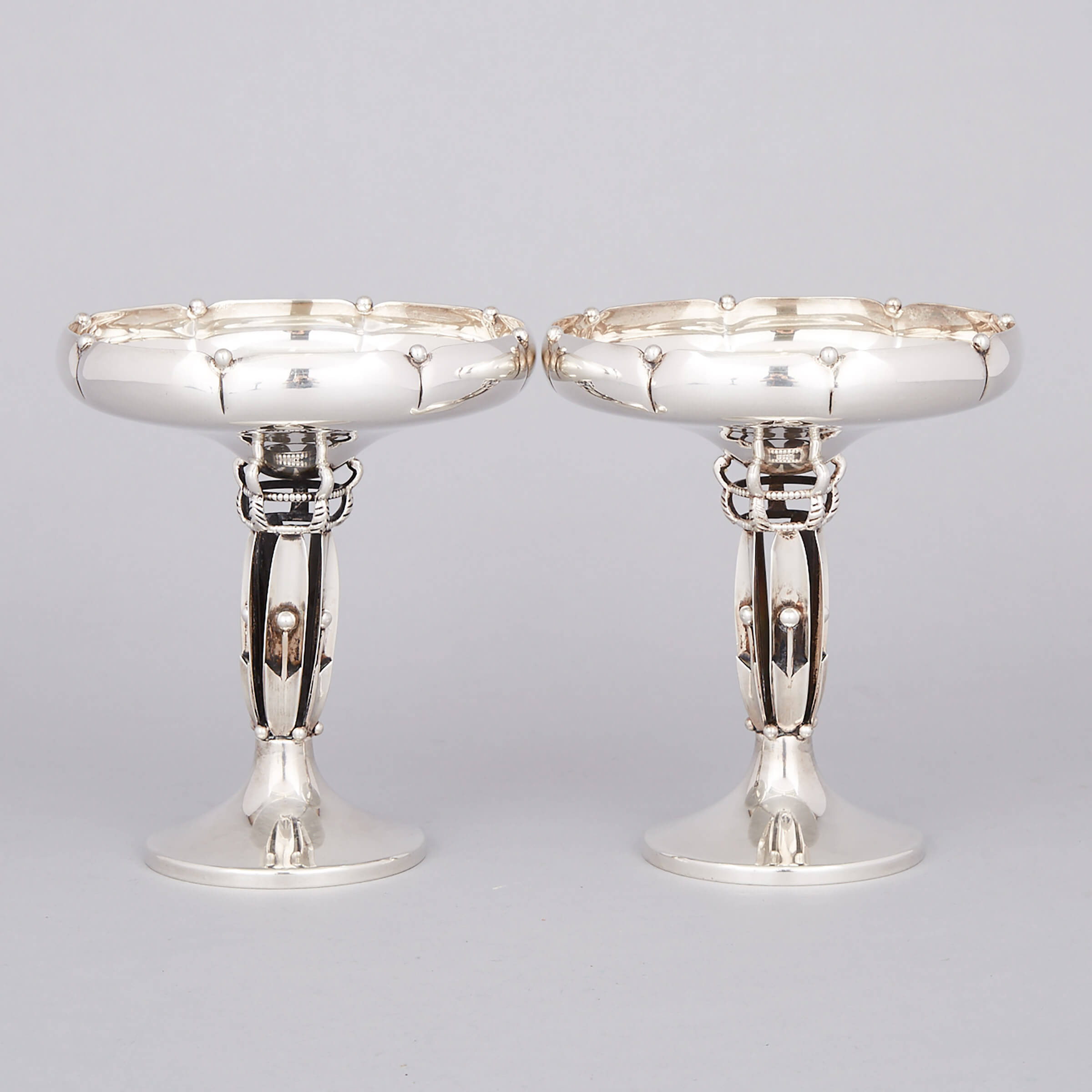 Pair of American Silver Pedestal Footed Comports, Hamilton Silver Co., New York, N.Y., mid-20th century