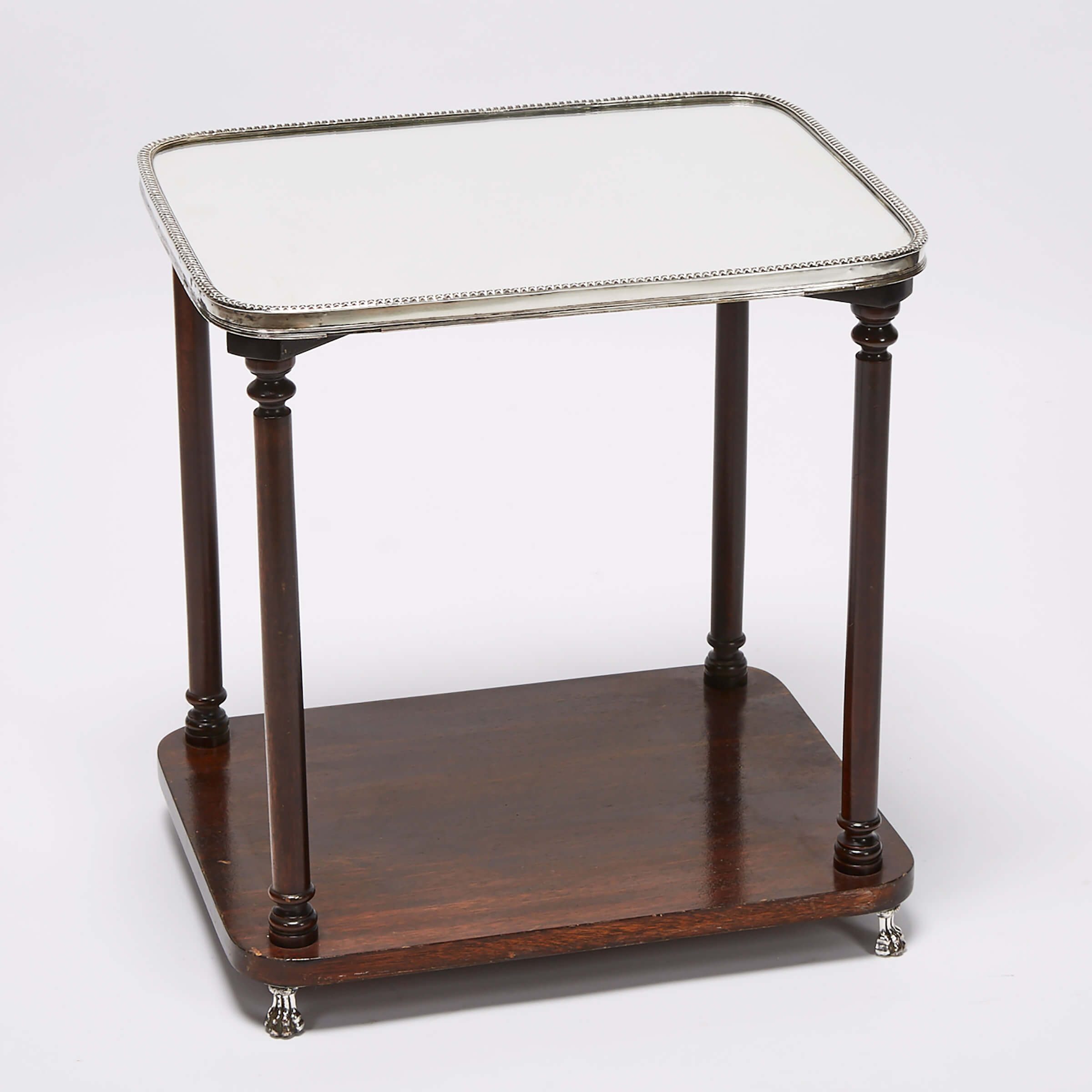 Edwardian Mahogany and Silvered Metal Occasional Table with Mirror Top, early 20th century