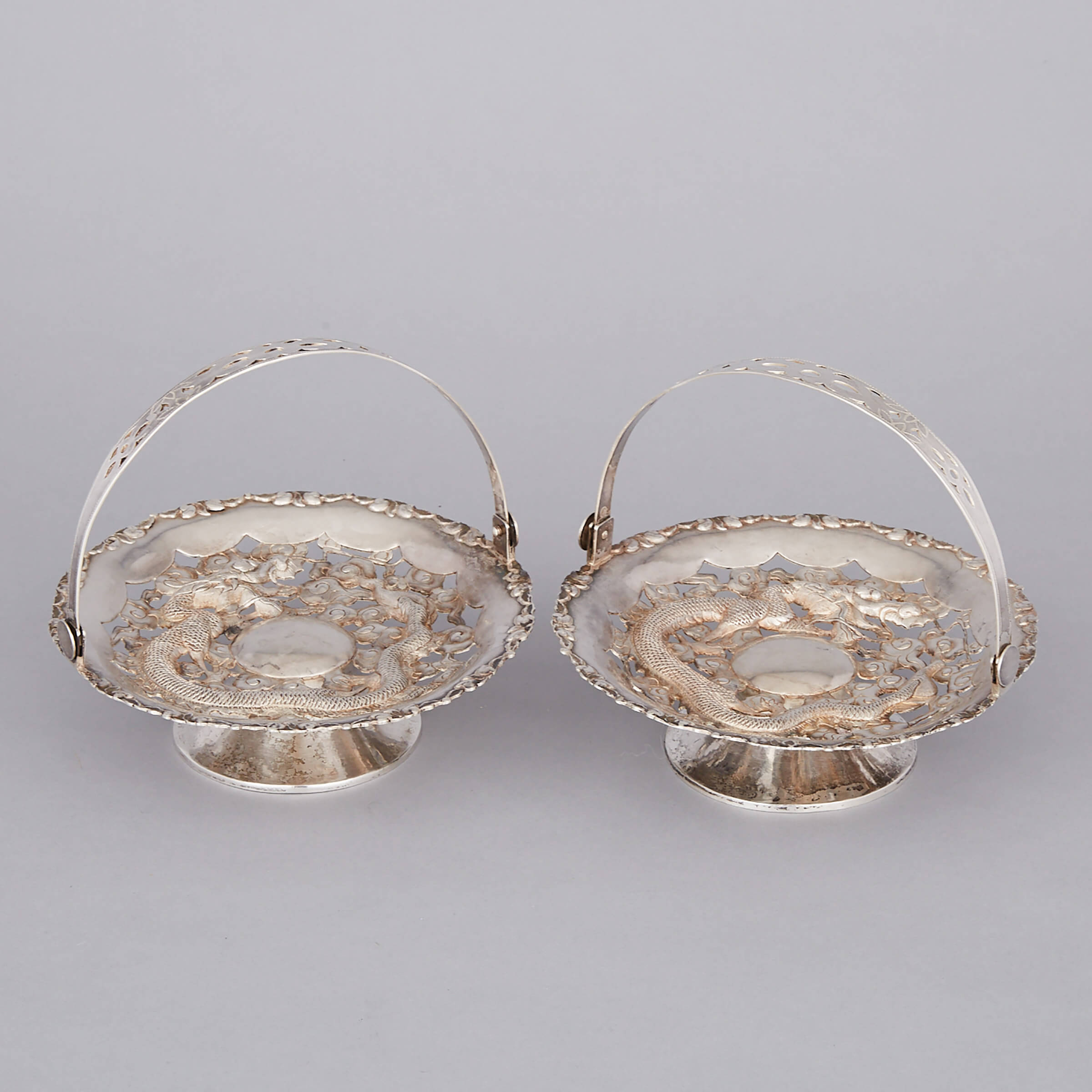 Pair of Chinese Export Silver Baskets, early 20th century