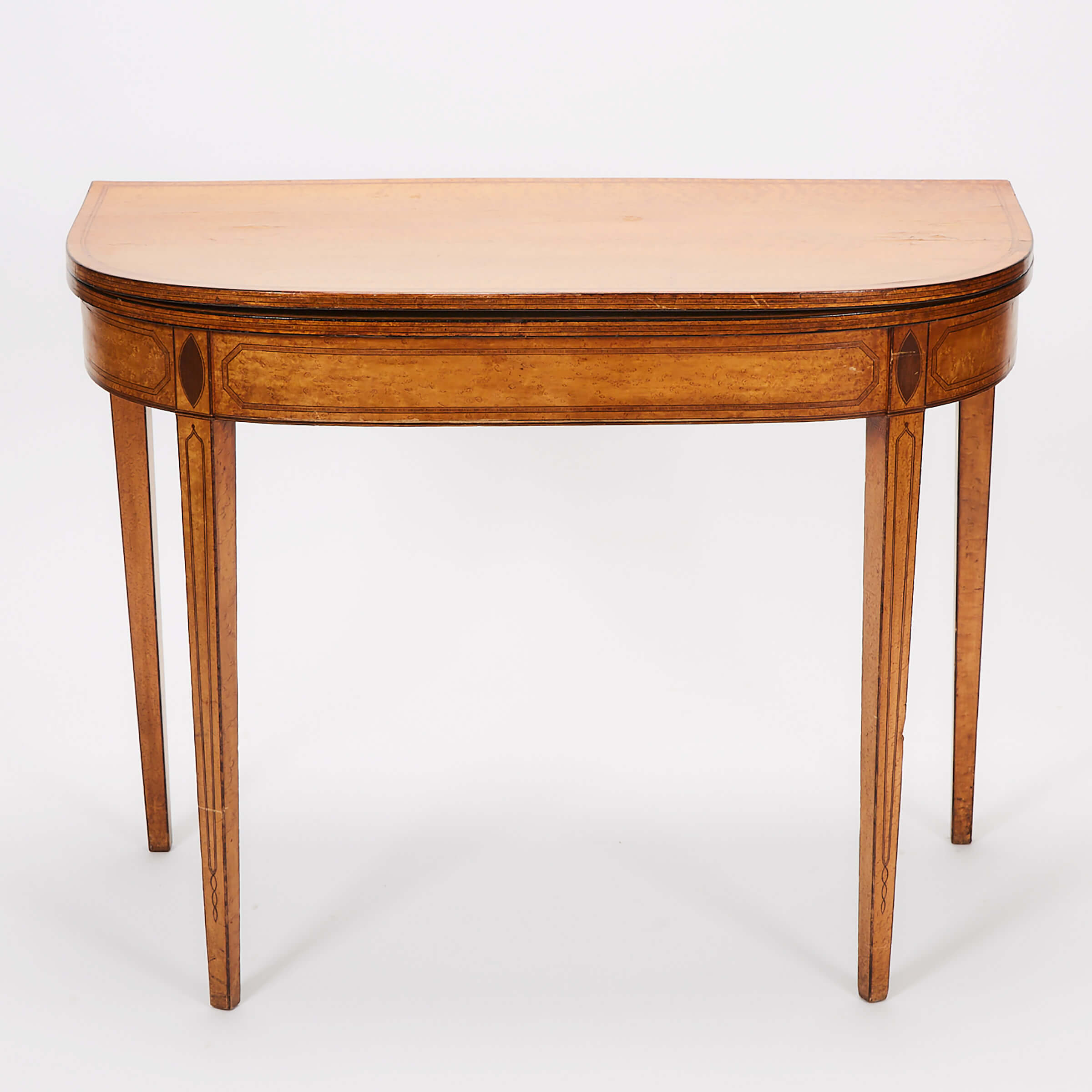 Hepplewhite Style Bird’s Eye Maple Games Table, early-mid 20th century