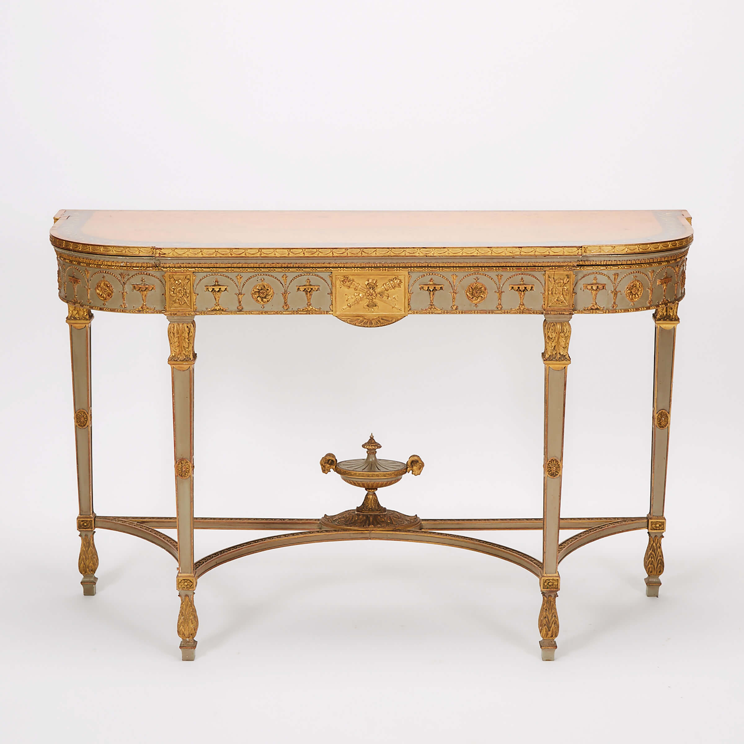 Neoclassical Italian Painted and Parcel Gilt Console Table, early 20th century