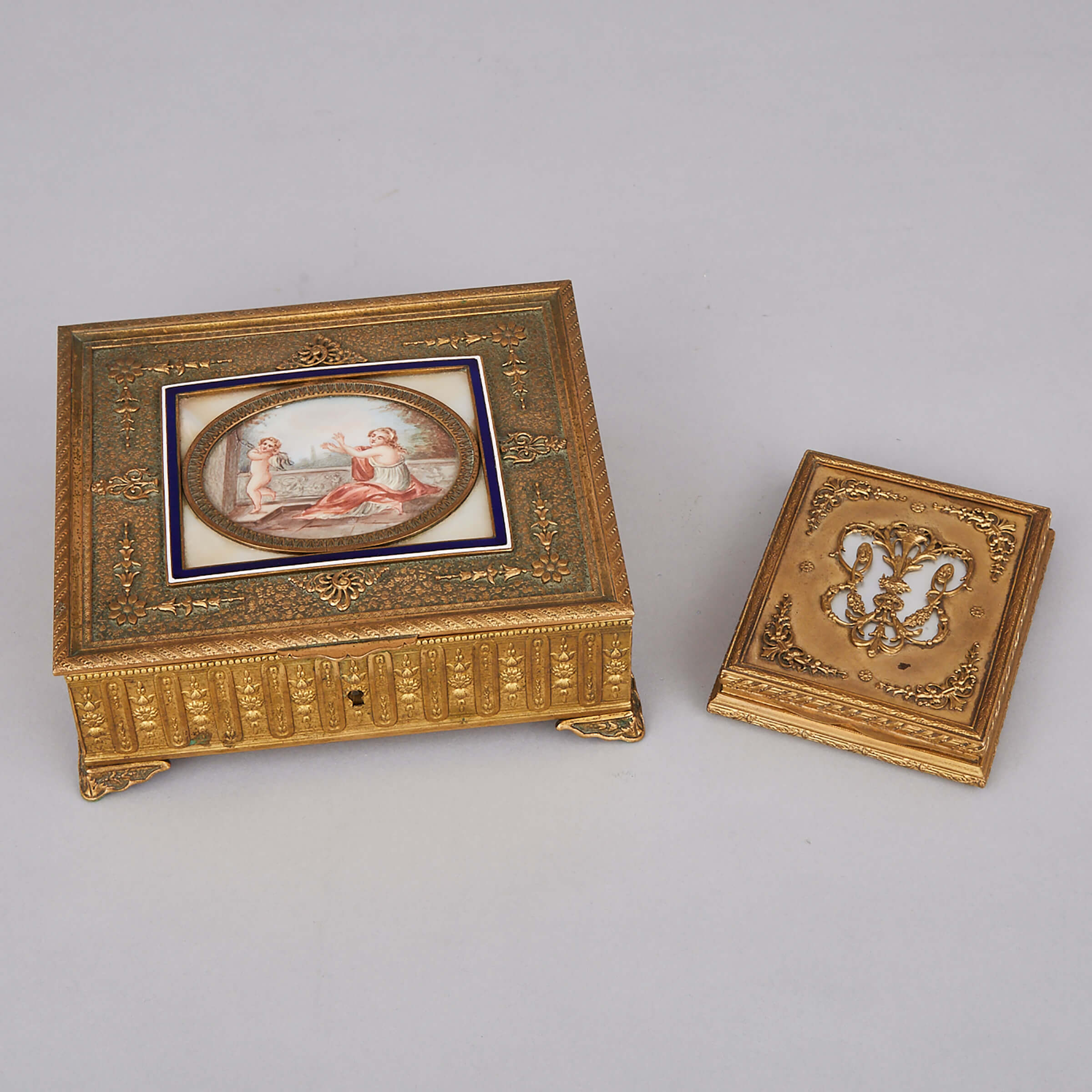 French Ormolu Jewellery Casket and Travelling Picture Case, early 20th century