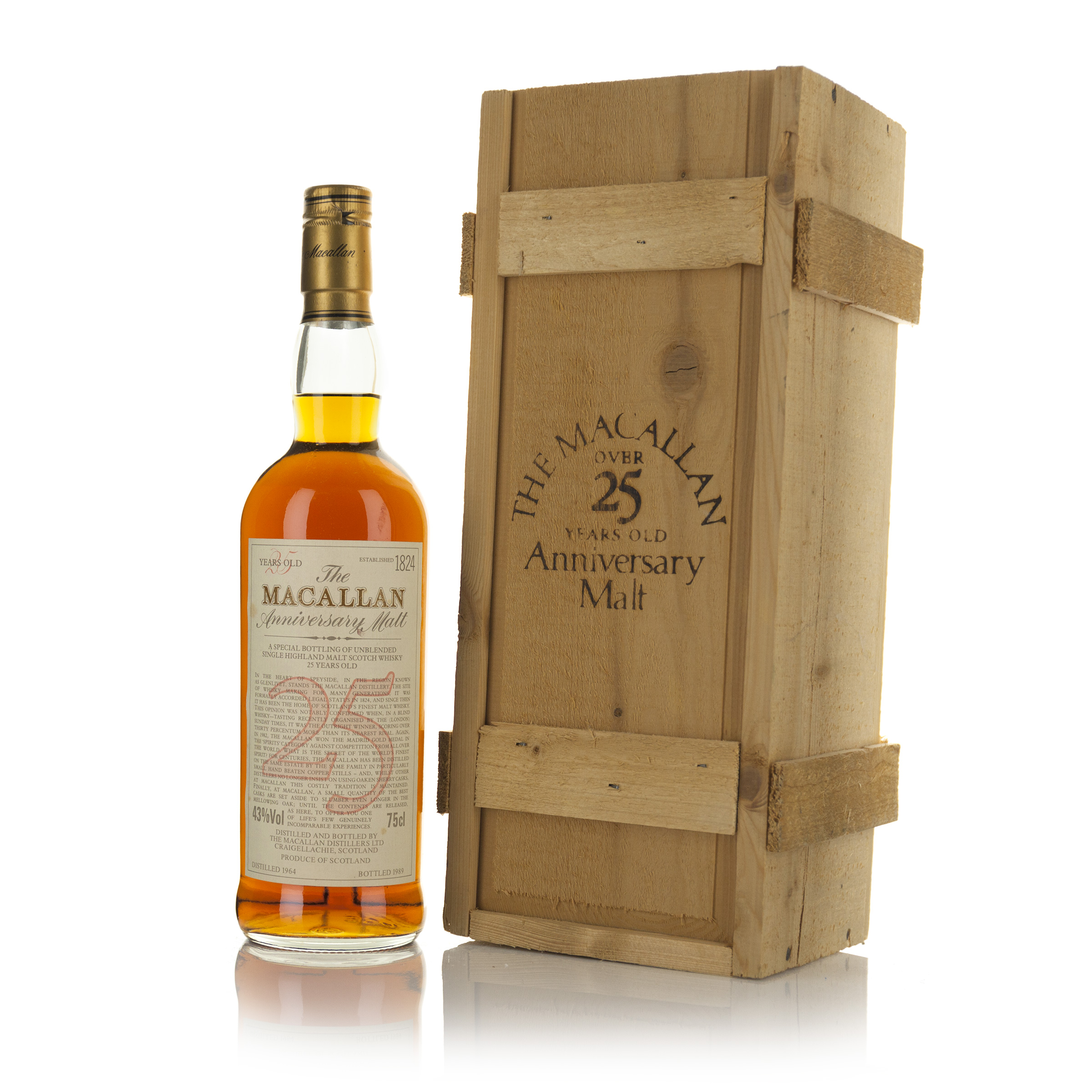 THE MACALLAN 25 ANNIVERSARY SINGLE HIGHLAND MALT SCOTCH WHISKY 25 YEARS (ONE 75 CL)