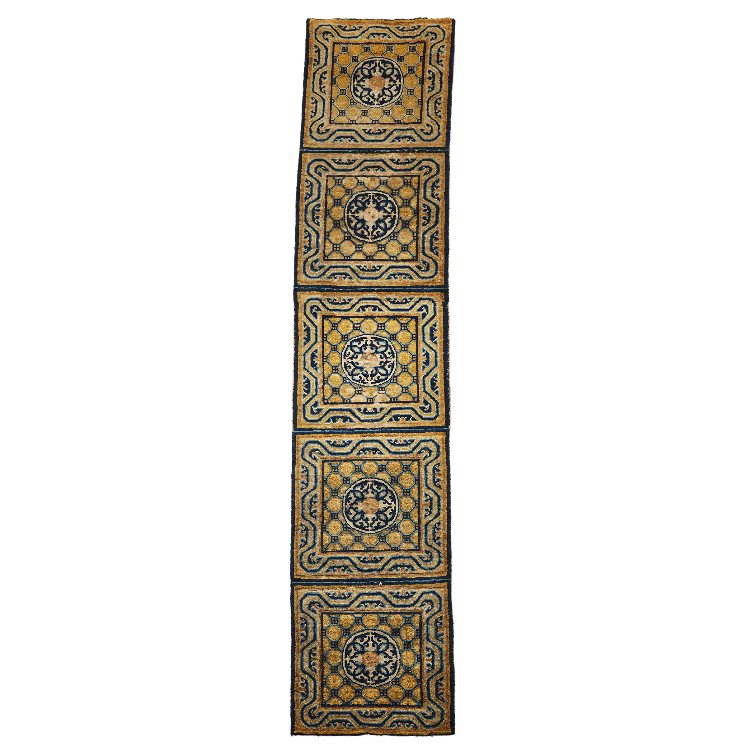 Peking Gold Ground Five Panel Conjoined Runner, late 19th century
