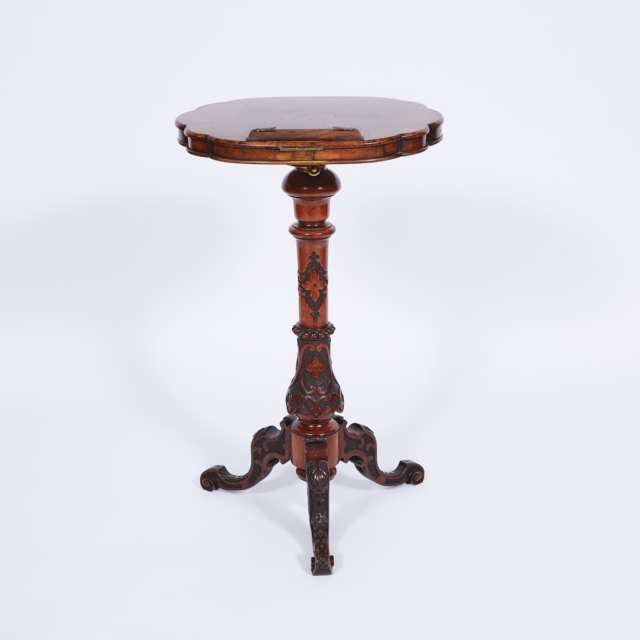 Victorian Burl Walnut Lectern Table, mid 19th century
