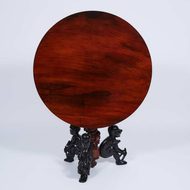 Anglo-Indian Rosewood and Ebony Centre-Hall Tilt Top Table, mid 19th century