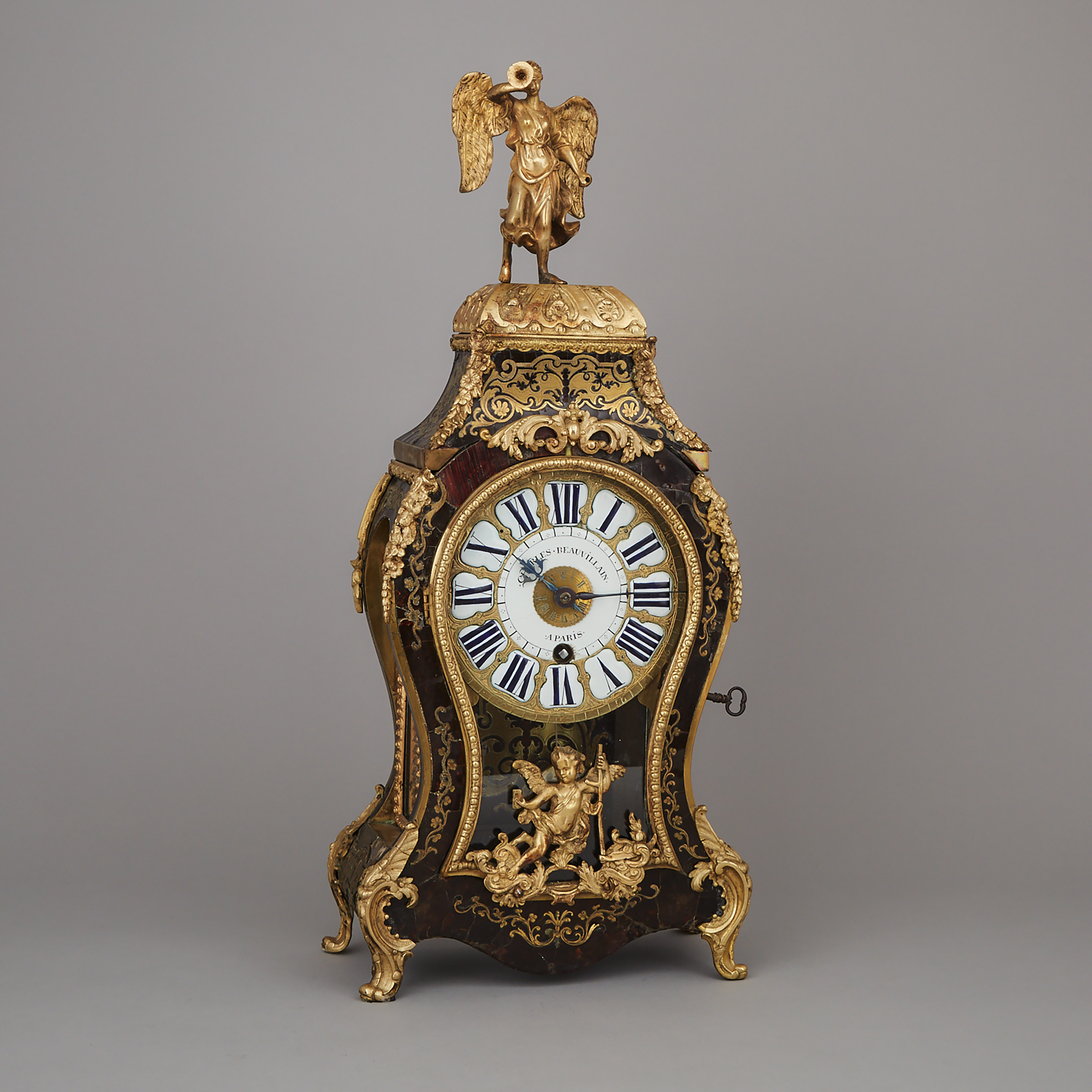 Louis XV Ormolu Mounted Boulle Work Bracket Clock, Charles Beauvillain, Paris, 18th century