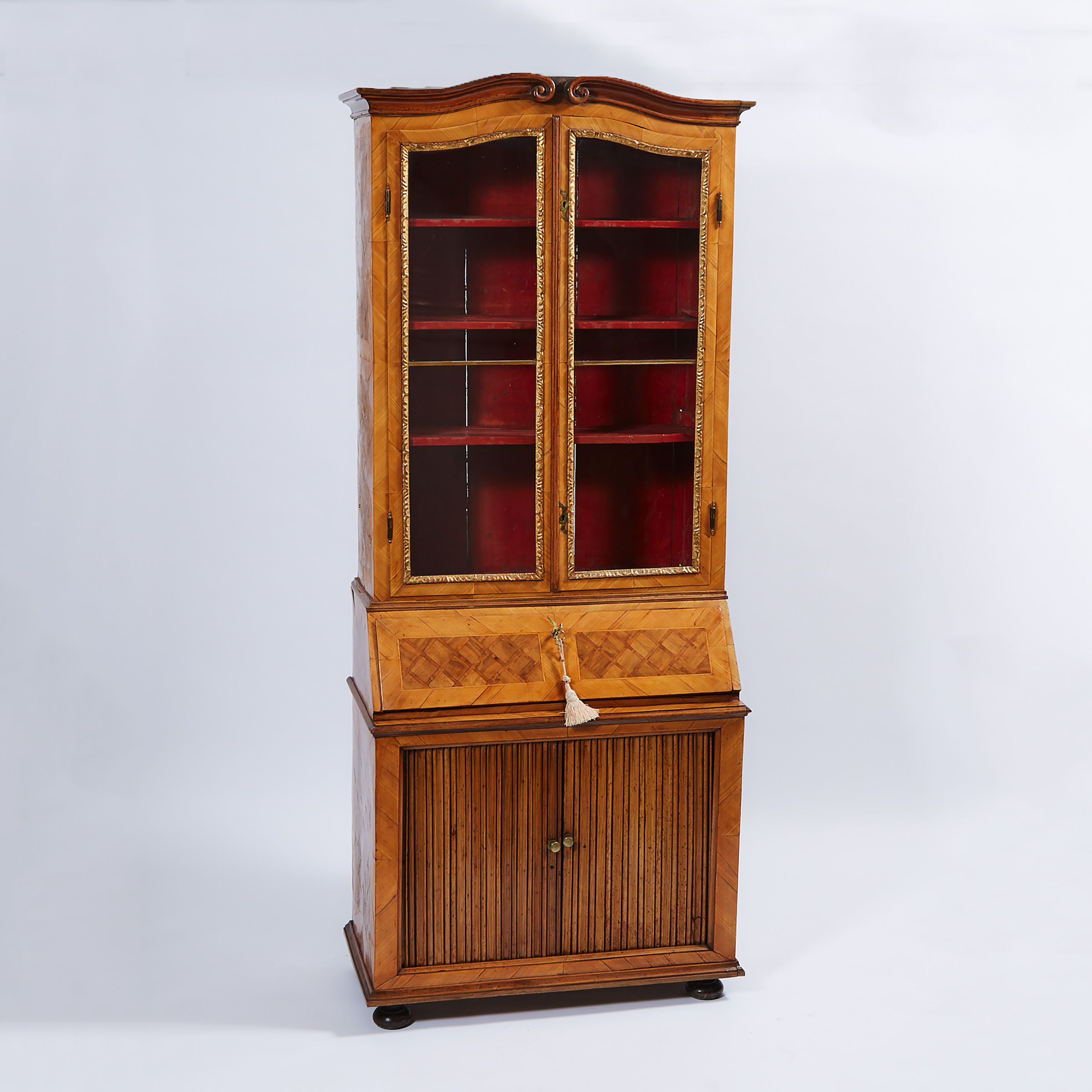 Austrian Parquetry Secretaire Bookcase, early 19th century