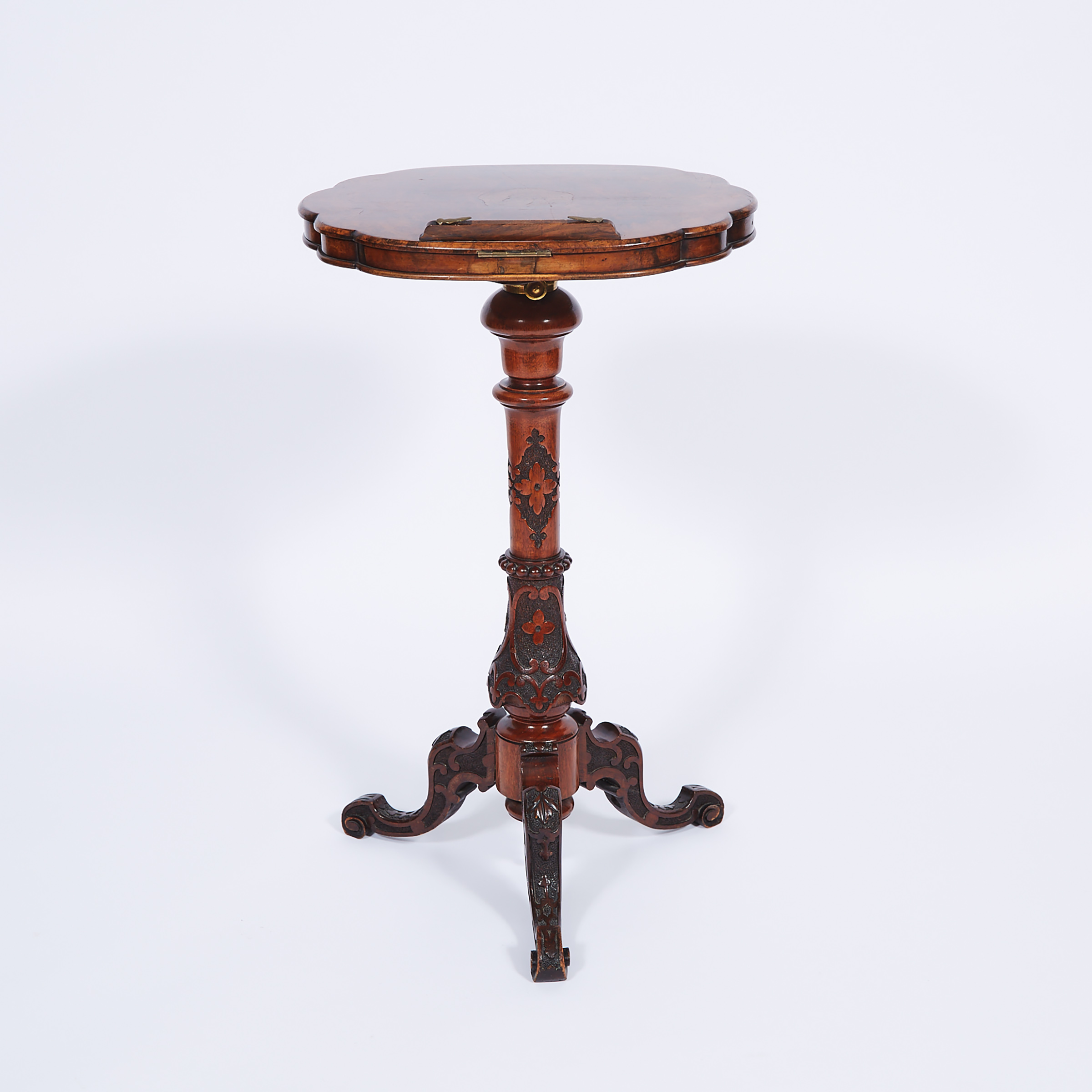 Victorian Burl Walnut Lectern Table, mid 19th century