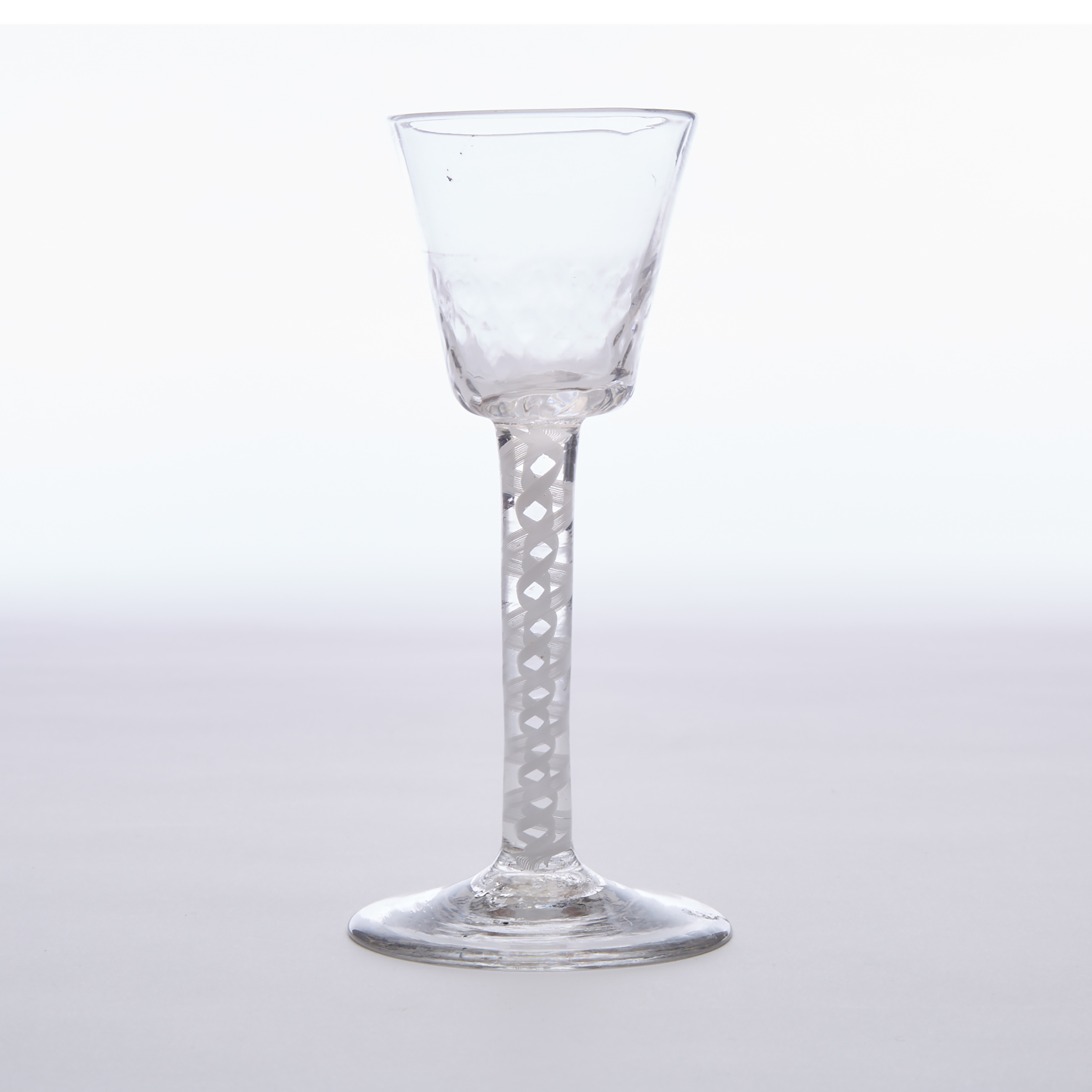 English Opaque Twist Stemmed Wine Glass, c.1760-80