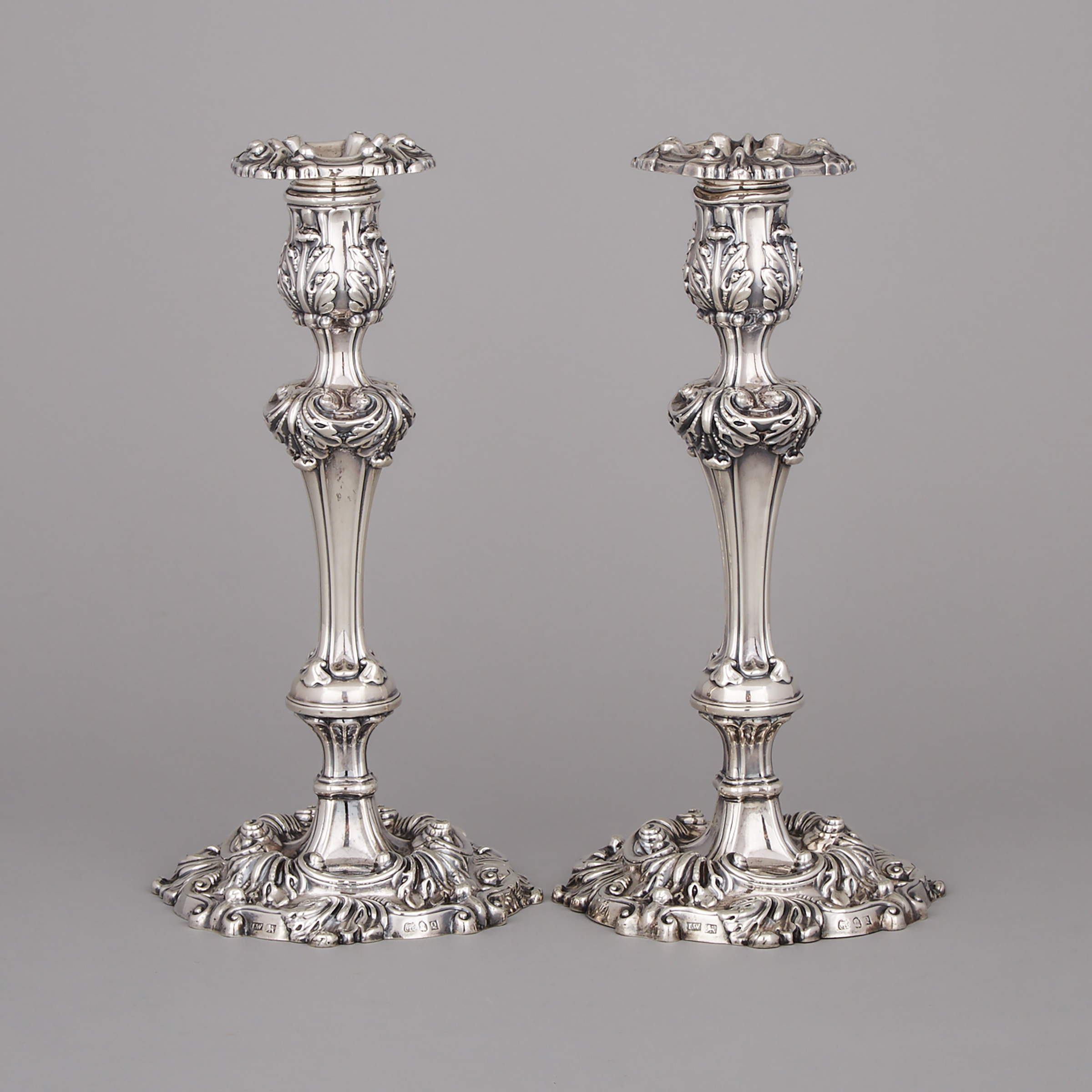 Pair of George IV Silver Table Candlesticks, John Watson, Sheffield, 1820