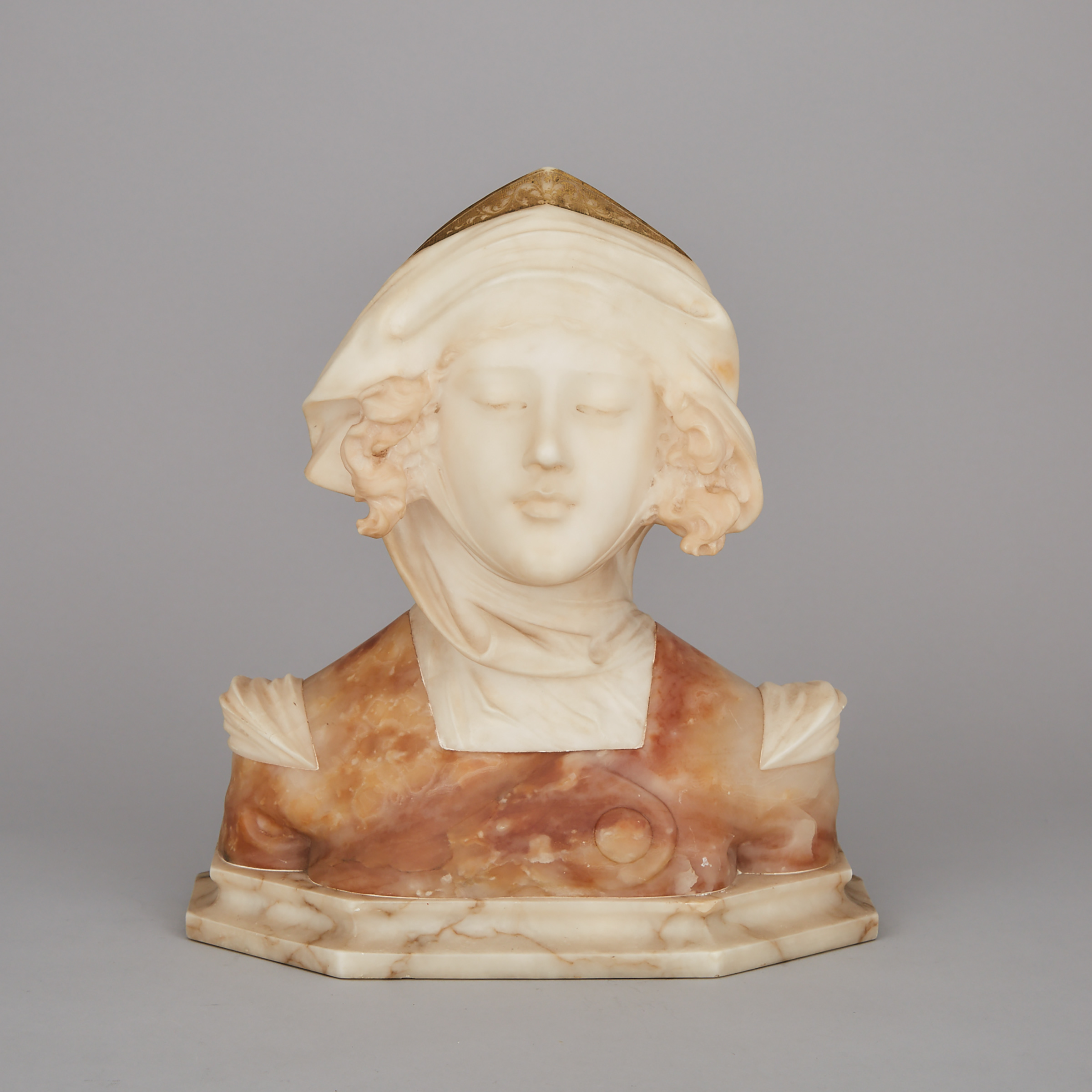 Italian Alabaster Bust of Beatrice, c.1890