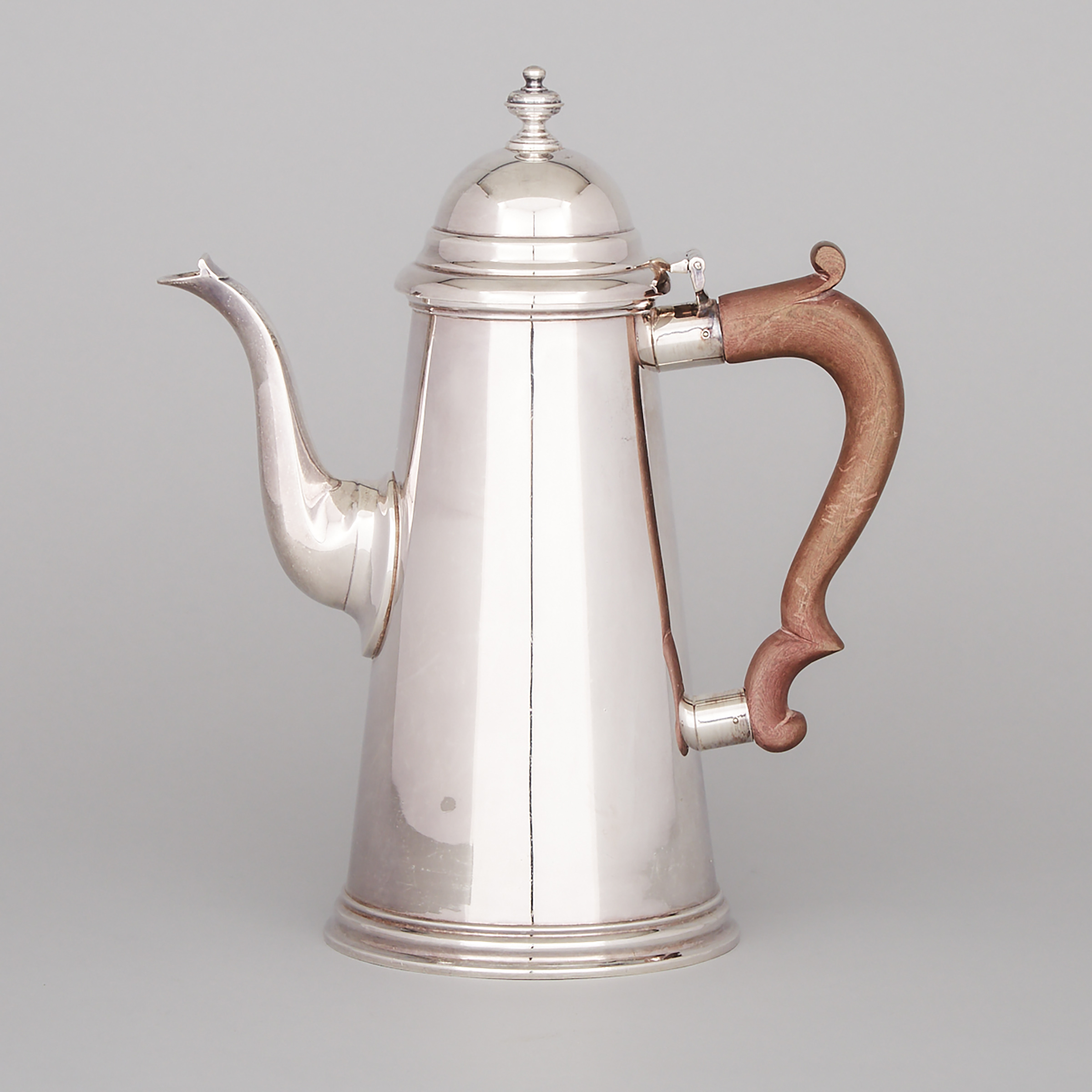 English Silver Coffee Pot, C.J. Vander, London, 1979